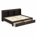 Cama doble de madera con almacenamiento y estantería 200x160 cm
