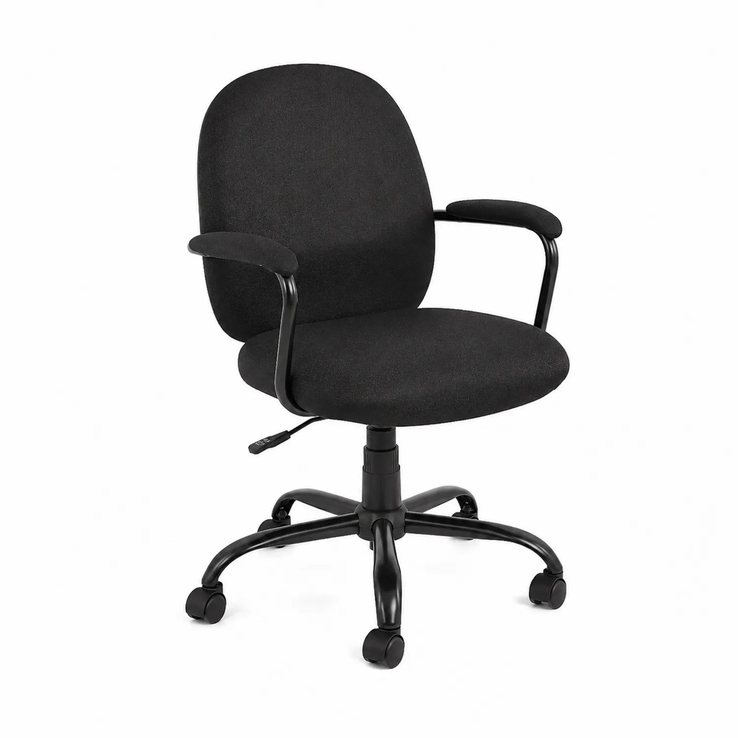 Silla de Oficina Ajustable de Tela Negra con Reposabrazos