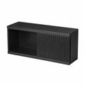 Estantería Negra con Puerta Corredera de MDF
