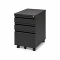 Cajonera metálica negra con ruedas y 3 cajones