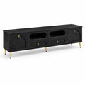 Mueble de TV de MDF con patas de metal dorado 180x40x50 cm