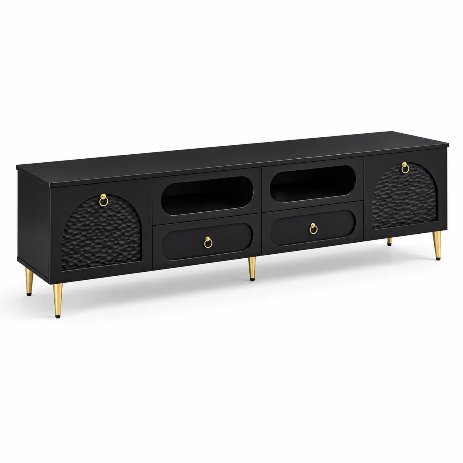 Mueble de TV de MDF con patas de metal dorado 180x40x50 cm