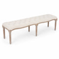 Banco de madera con tapizado de lino beige 150x40x45 cm