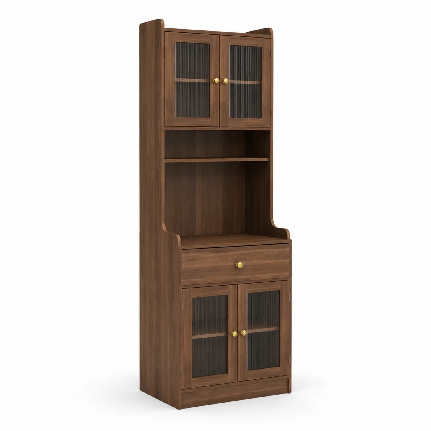 Aparador de Madera con Puertas de Vidrio Templado Acanalado 180x60x40cm Marrón