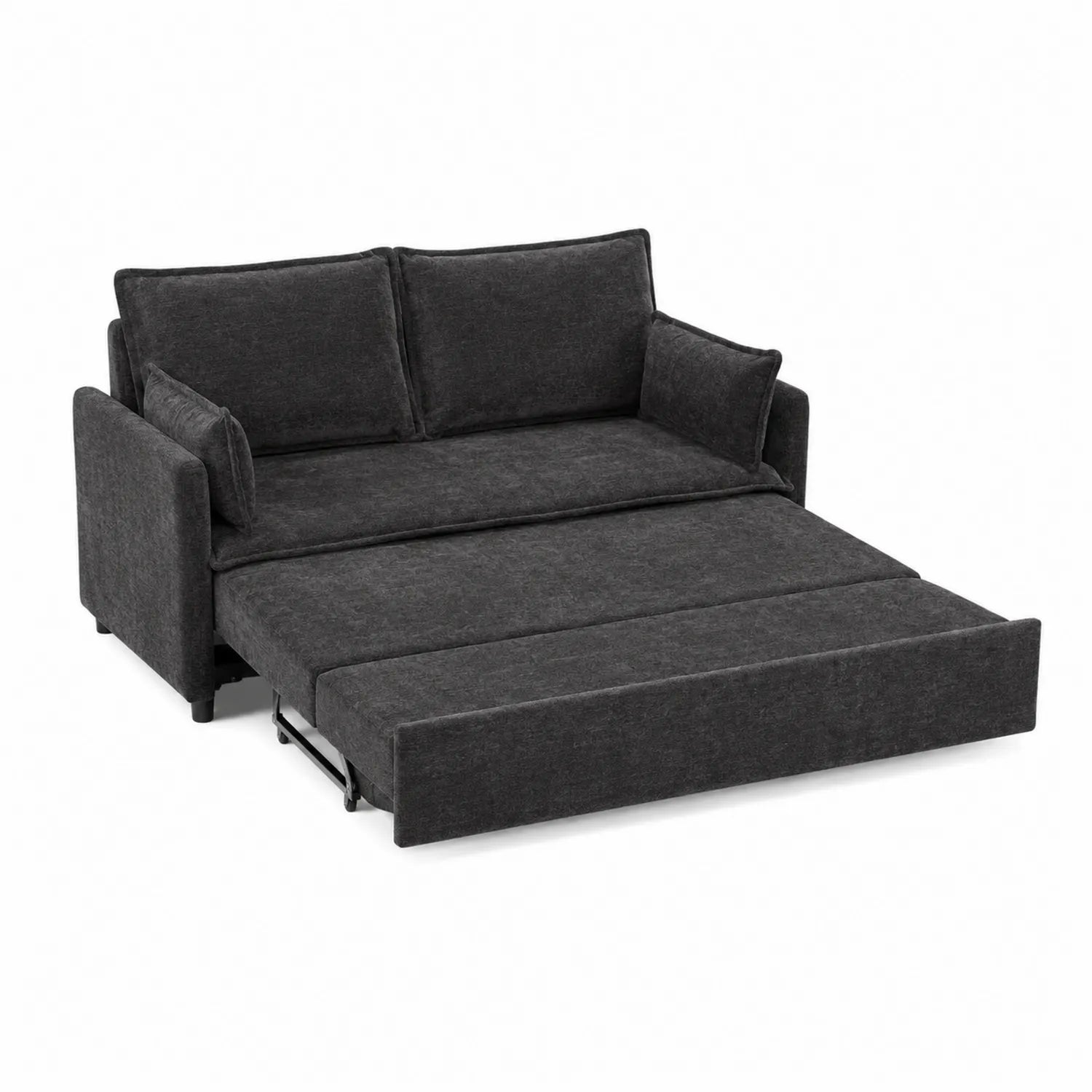 Sofá cama doble 210 cm tela de poliéster Gris Oscuro