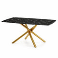 Mesa de comedor de mármol con patas de acero