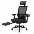 Silla de oficina con respaldo de malla y reposapiés