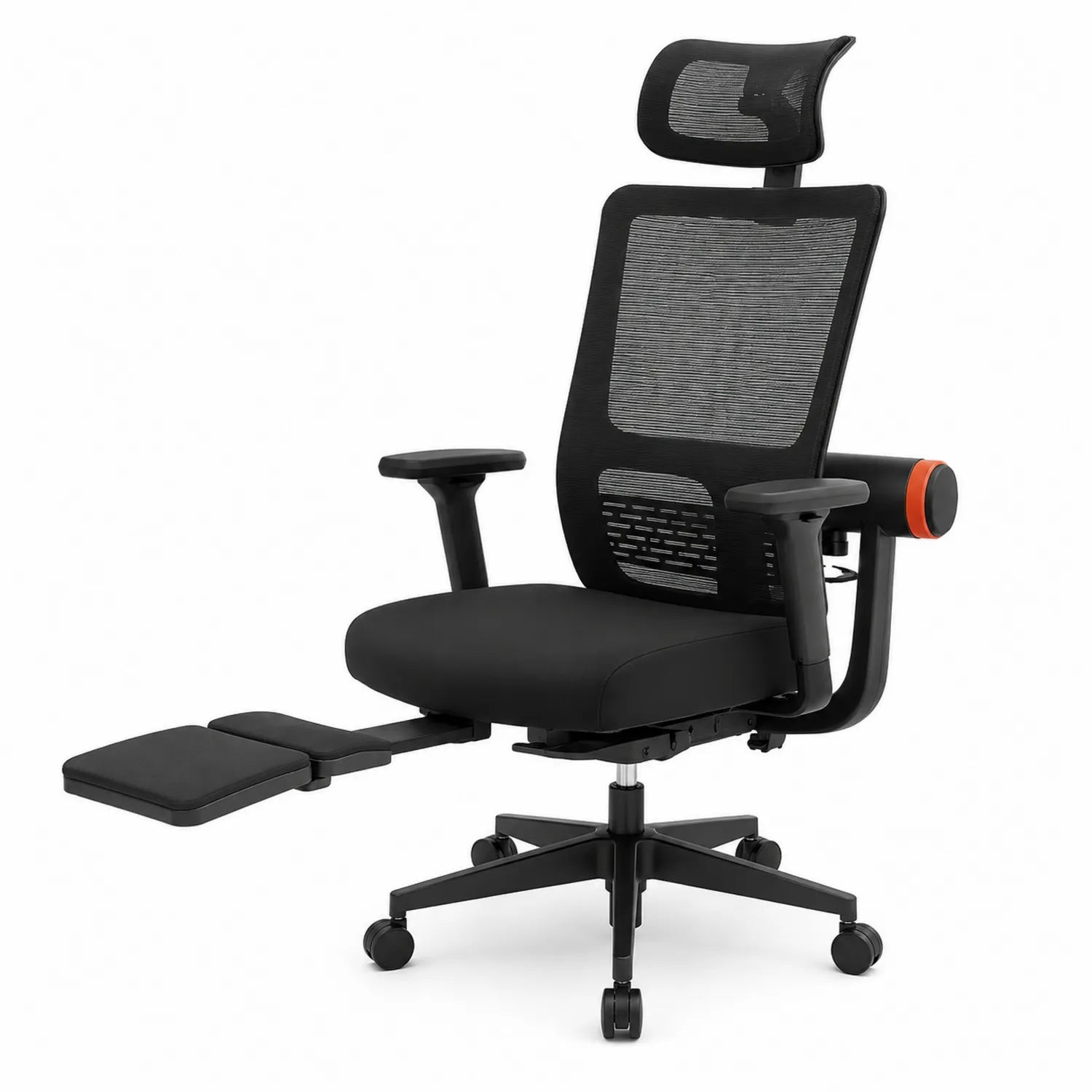 Silla de oficina con respaldo de malla y reposapiés