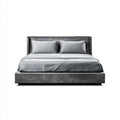 Double Bed Faux Leather Upholstery 200x160x90 cm - Gray - Modern Design