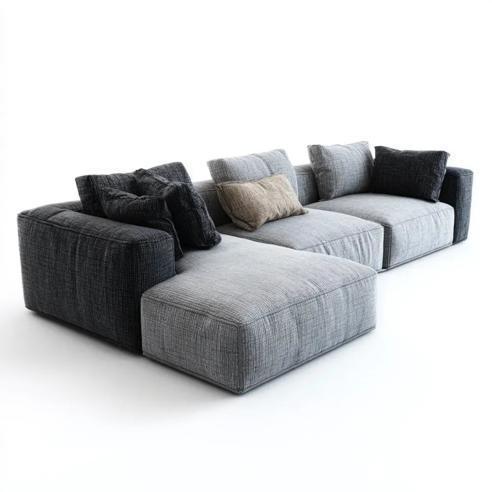 Sectional Sofa Set Fabric Upholstered 300x150x85 cm - Dark Grey/Light Grey - Modern Design