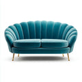 Velvet Upholstered Sofa - Teal - Art Deco Design - 185x90x100 cm