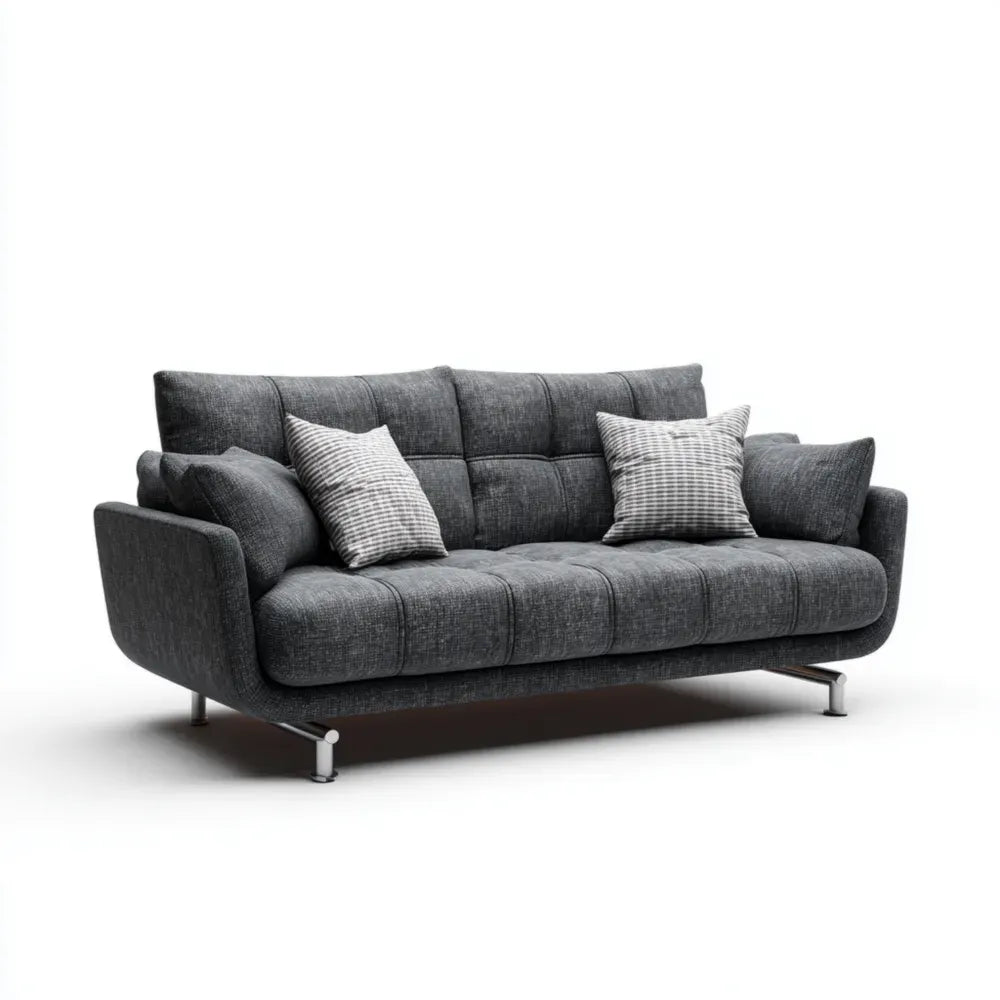 Modern Sofa Set Fabric Upholstery 200x90x85 cm – Dark Grey