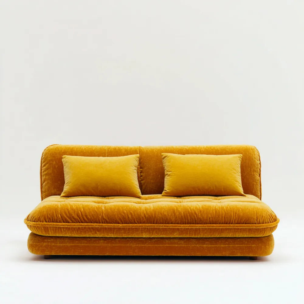 Velvet Upholstered Sofa Set 200x85x75 cm - Yellow - Contemporary Design