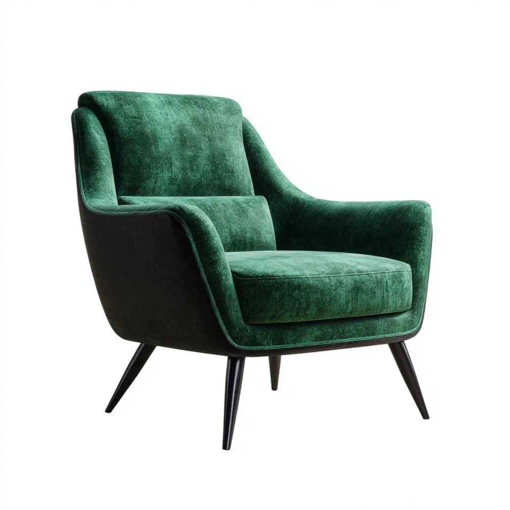 Velvet Armchair - 88x76x90 cm - Green/Black - Contemporary Design